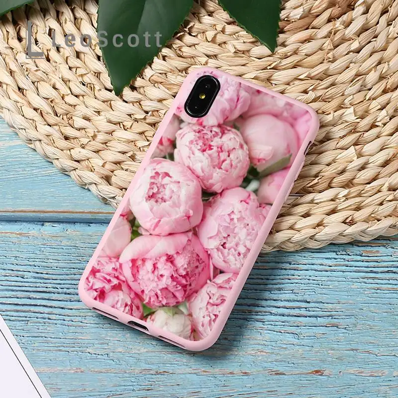 

Pink Purple Peony Flower On the Vase Phone Case Candy Color for iPhone 11 12 mini pro XS MAX 8 7 6 6S Plus X 5S SE 2020 XR