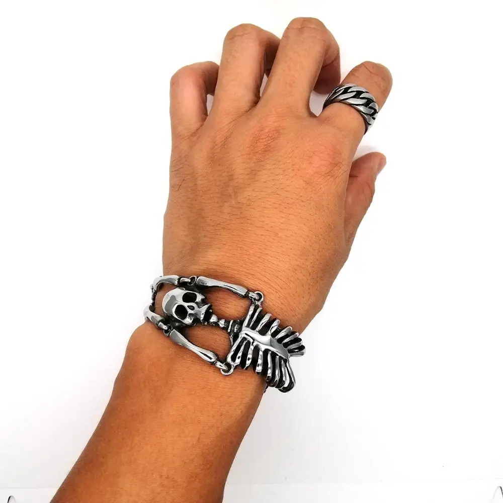 Браслет в ретро стиле с черепом мужской браслет хип-хоп и скелетом уникальные