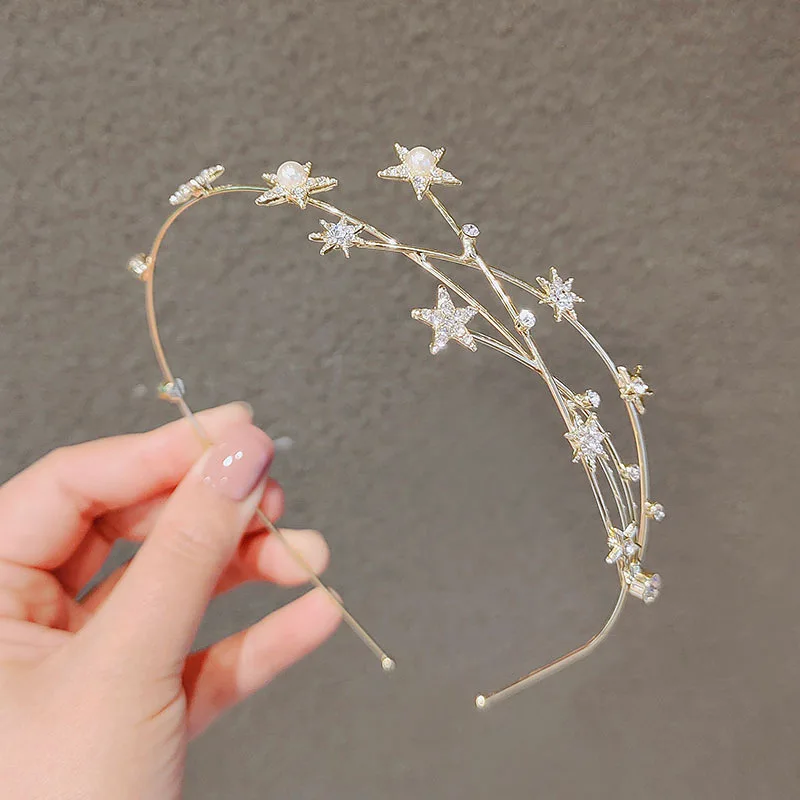 

Diamond-studded pearl starry hair band fairy fashion hair accessories simple personality temperament ins headwear