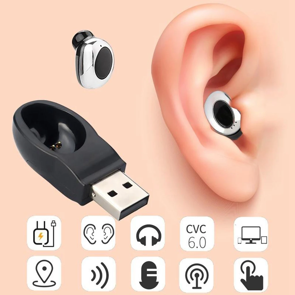 

Bluetooth Earpiece, Mini Earphone Earbuds Single Wireless earphones for One Ear Headset with Mic (USB Charger Included)