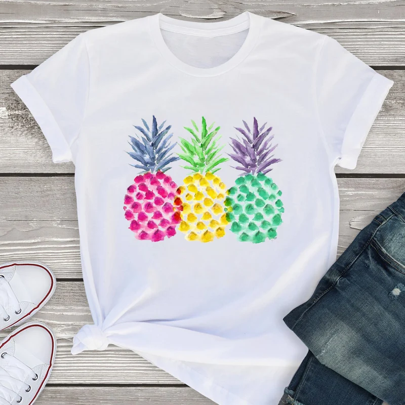 

Women Graphic Short Sleeve Plaid Pineapple Beach Fashion Summer Lady Womens Clothing Tops T-Shirt Shirt Tees Female T Shirt