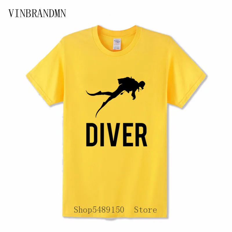 Scuba Diving Design Casual Tshirt Camisetes Funny Swimming Dive Men Tops T Shirt Classic Prin Cotton Diver T-Shirt Apparel Homme | Мужская