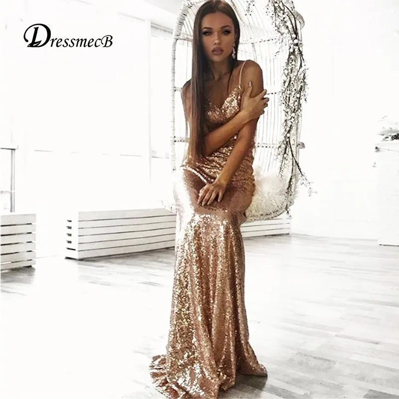 DRESSMECB Новое Стильное Платье макси с блестками женское вечернее летнее платье 2018