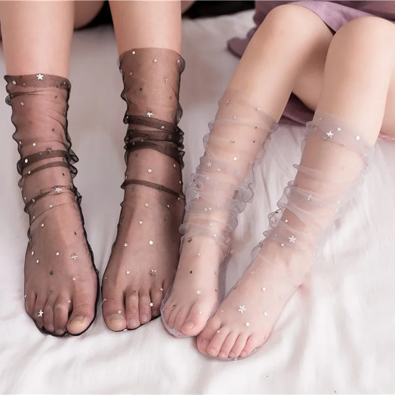 Jeseca/летние тонкие прозрачные женские шелковые носки из сетчатого материала