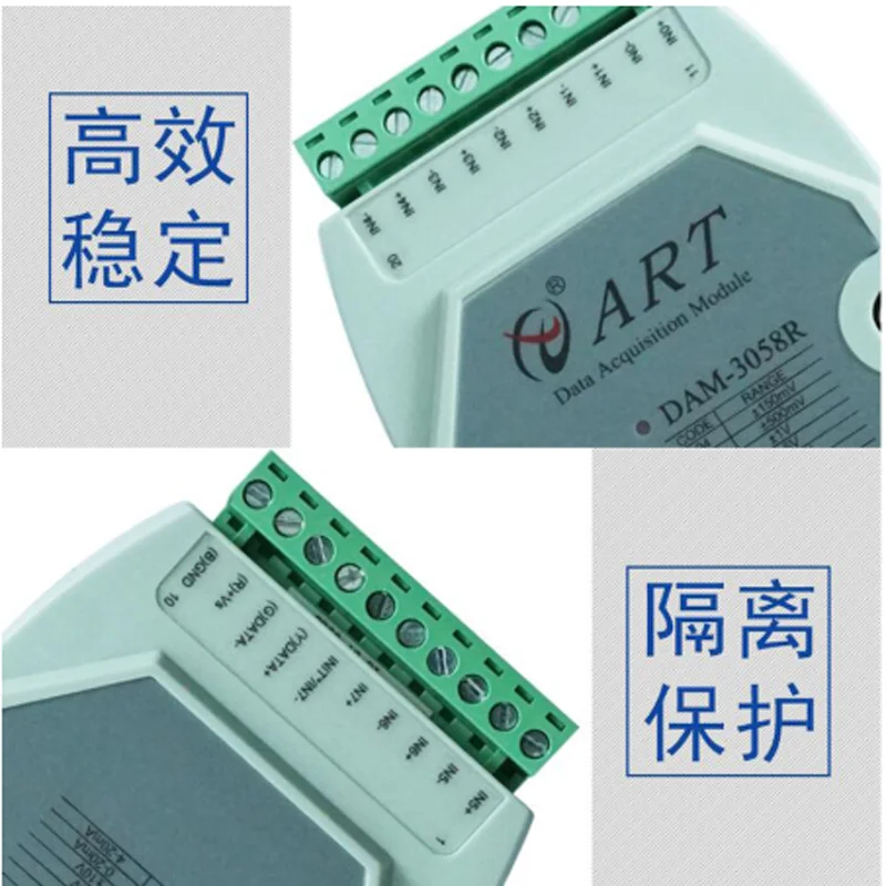

DAM3058R 8-ми канальный 16 бит аналоговый модуль сбора RS485 4-20mA для RS485 аналогового сигнала приобретения протокол Modbus RTU