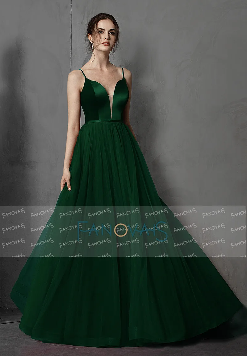 Зеленый "Бордовые вечерние платья бархат Tulle выпускного вечера vestidos de fiesta de noche вечернее платье abiye gece elbisesi " - Цвет: Зеленый