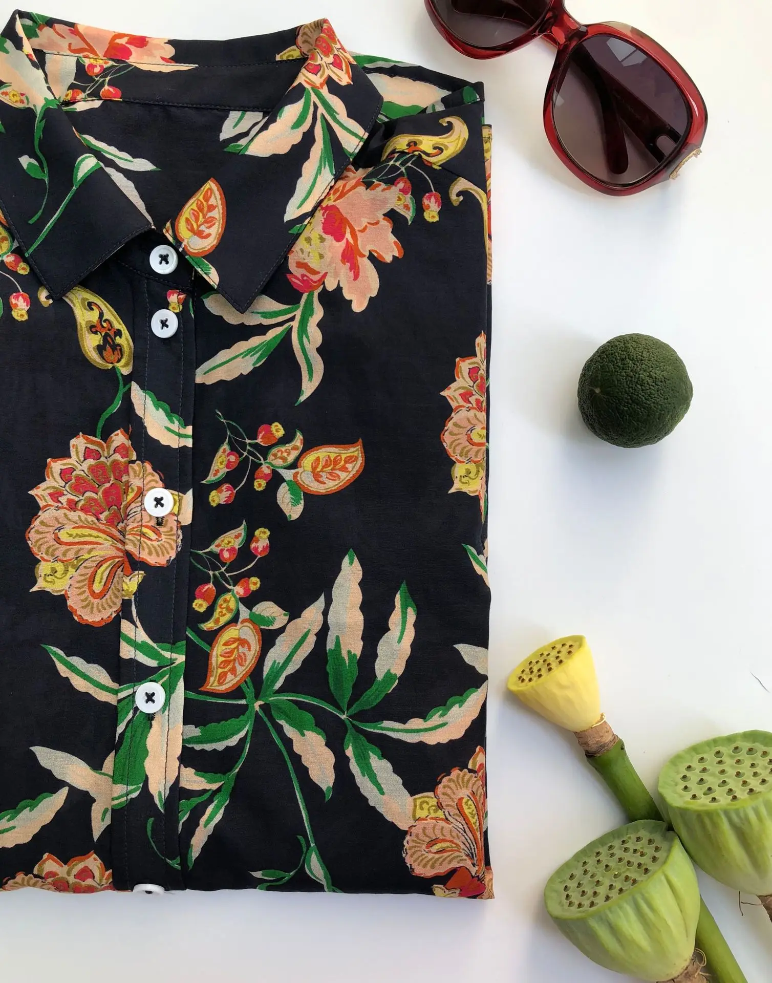 Женская рубашка шелковая SZ Новый светильник хлопковая изысканная с Мозаичным