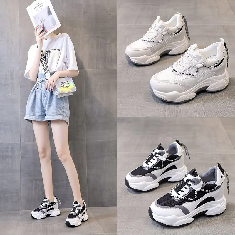 

Women Chunky Sneakers Casual Shoes Black 7cm Platform Basket Female Fashion Autumn Luxury Designers Vulcanized Shoes Woman New