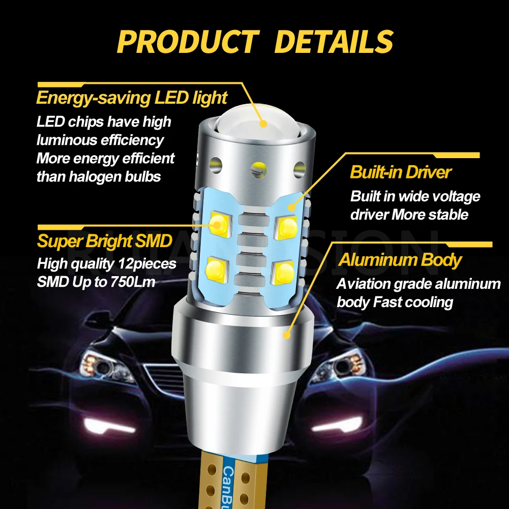 1 шт. 30 Вт/50 Вт/60 Вт/80 Вт T15 W16W XBD чипы 6/10/12/16SMD светодиодный Canbus без ошибок автомобиля