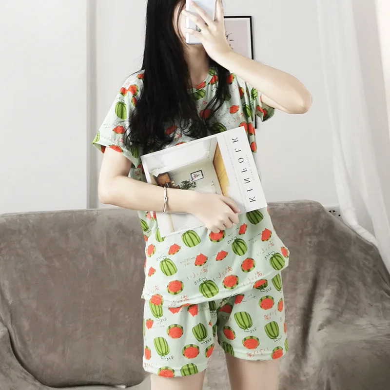 Женская пижама с коротким рукавом и принтом в виде арбуза|Комплекты пижам| |