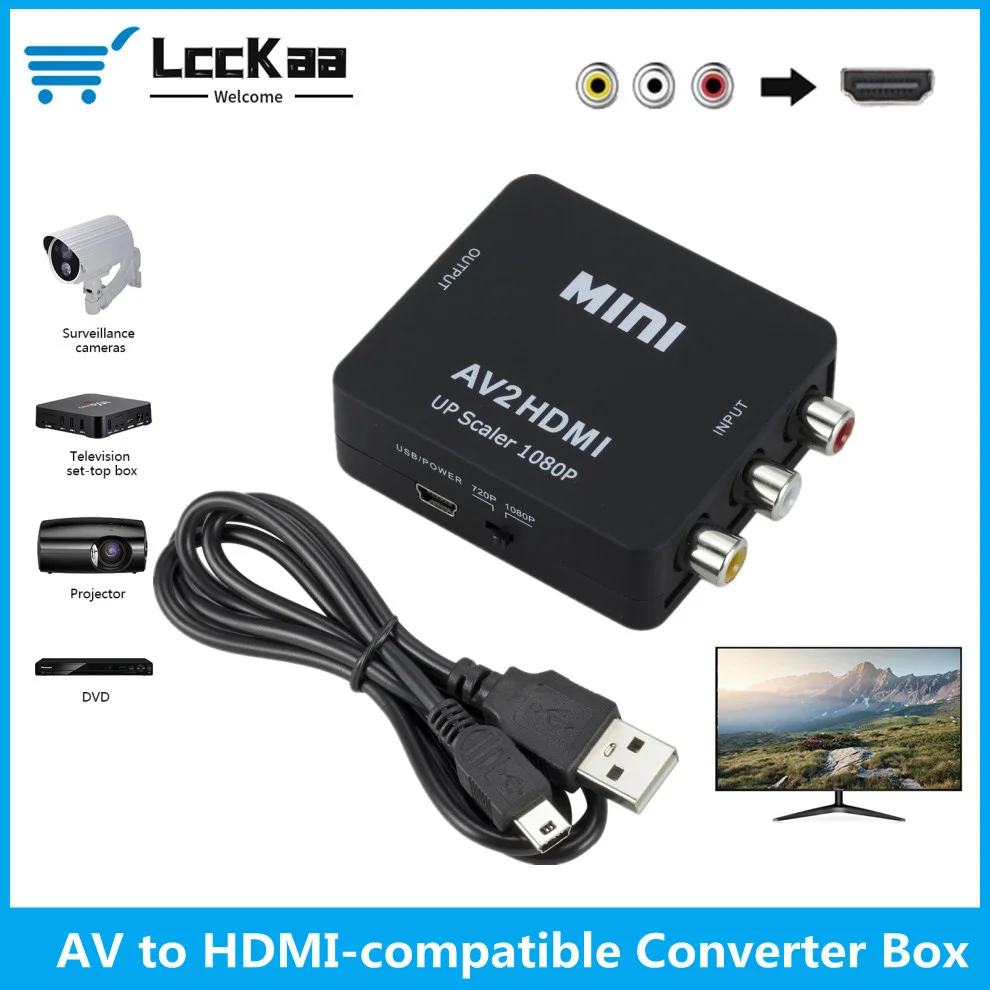 

LccKaa AV RCA к HDMI-совместимый 1080P видео преобразователь мини AV2HDMI адаптер преобразователь для HDTV проектора ТВ-приставки DVD