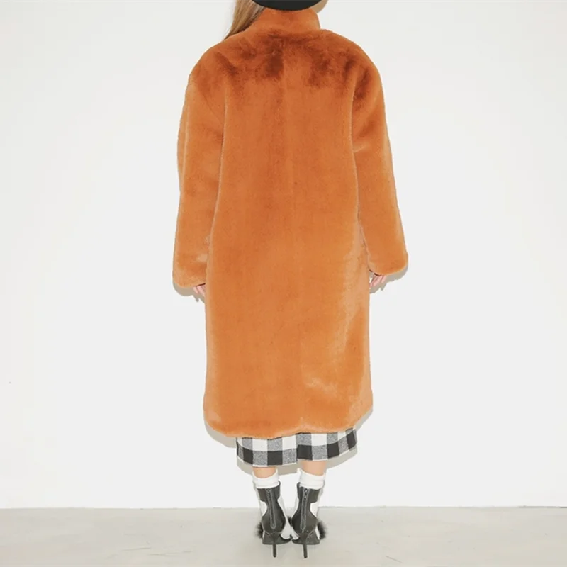 

Women Fur Coat Imitation Rabbit Fur Winter Faux Fur Coat Ladies Long Section Plus Size Soft Thick Warm Women's Jacket M6