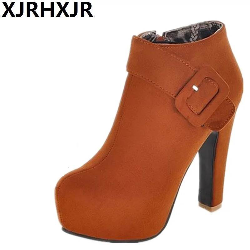 XJRHXJR сексуальные женские ботильоны на высоком каблуке модная обувь с пряжкой