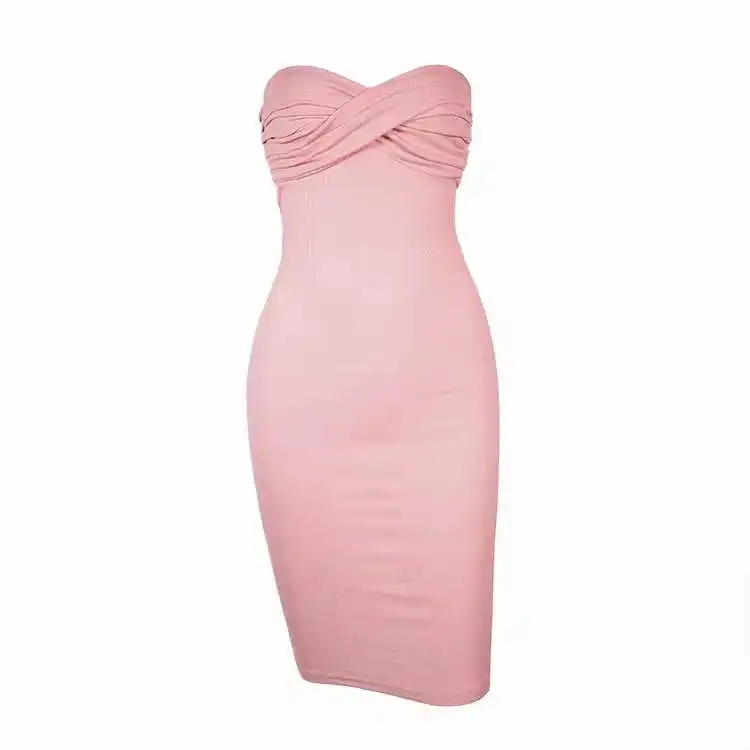 

Summer Dresses New Pink Strapless Bandage Dress 4 Color Sexy Sheath Party Bodycon Dress Vintage Party Dress Vestidos Robes