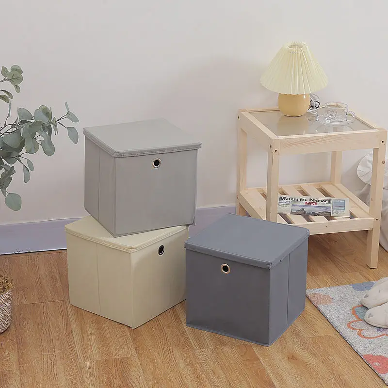 

Simple household folding square storage basket with cover