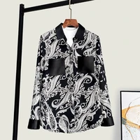 autumn new designer womens fashion print sheepskin leather patchwork shirts f051