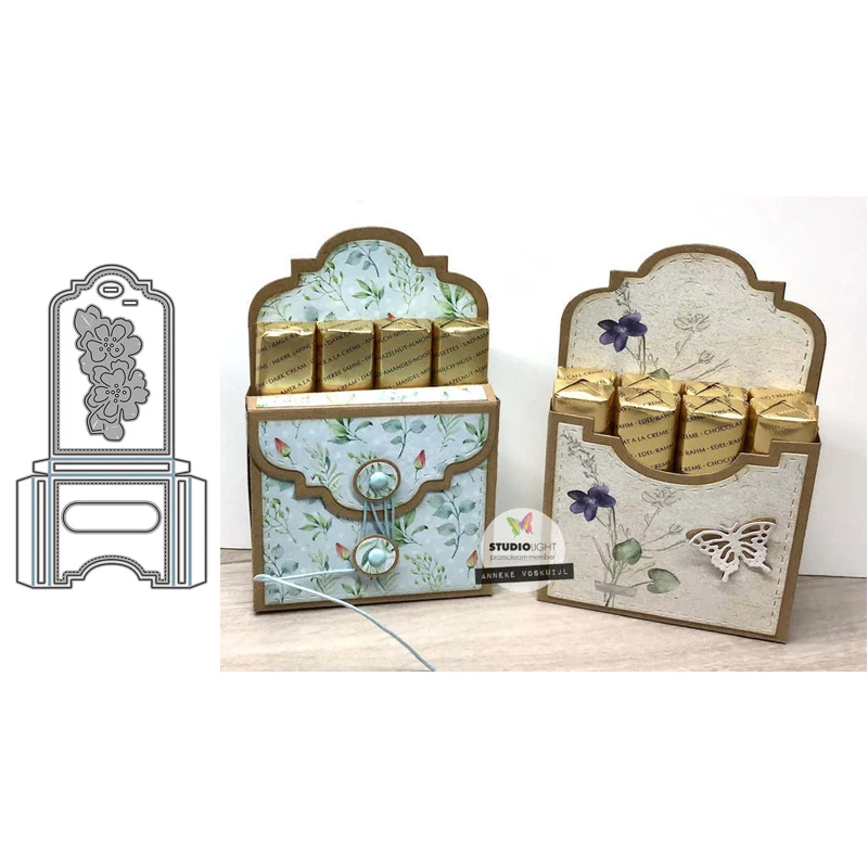 

Flowers Gift Box Metal Cutting Dies for Scrapbooking Handmade Tools Mold Cut Stencil New 2021 DIY Card Make Mould Model Craft