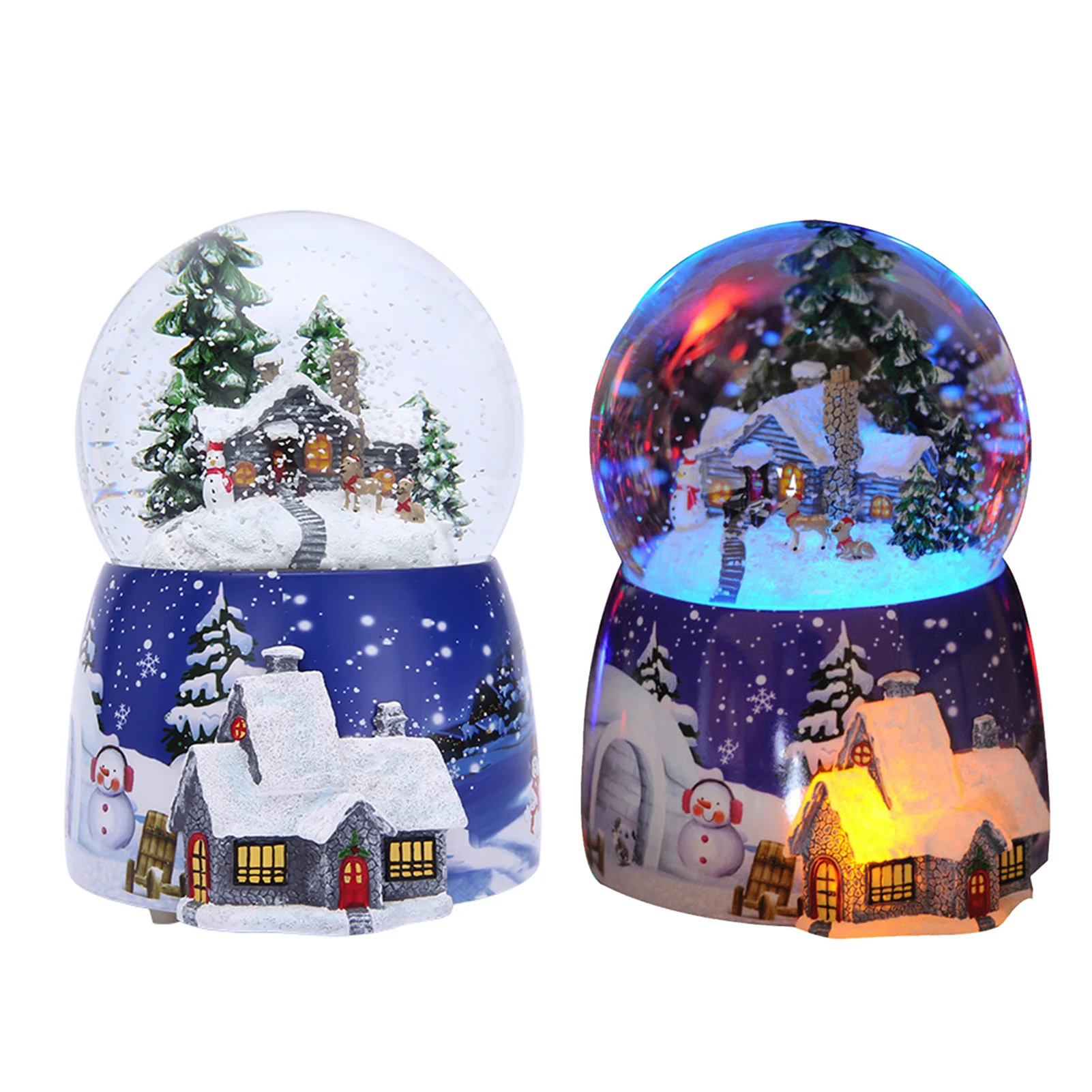 

Resin Music Box Crystal Ball Snow Globe Glass Lights Christmas Gift With Speaker Spinning Santa Claus Crafts Desktop Decorations