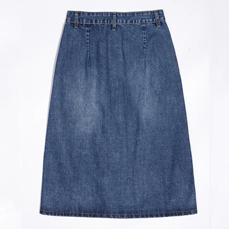 Длинная джинсовая прямая юбка с высокой талией размера плюс на пуговицах 16 18 20 4Xl - Фото №1