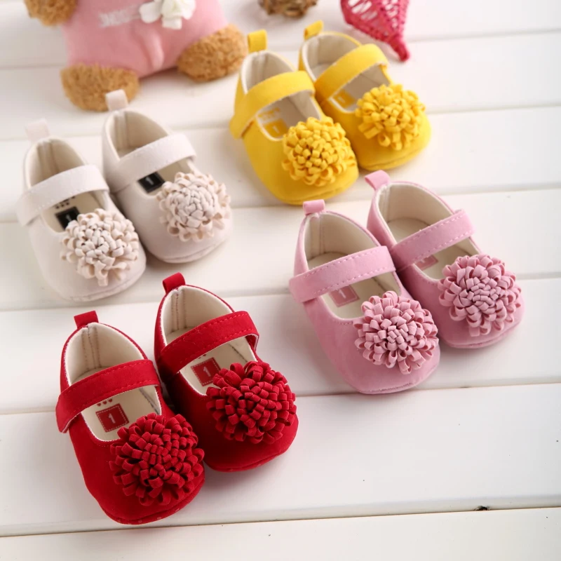 

Candy Colors Newborn Baby Prewalker Soft Bottom Anti-slip Shoes Footwear Classic Princess Girl Crib Mary Jane Big Flower Shoes