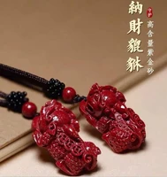 1pc fashion cinnabar jade pixiu pendant necklace jewellery chinese hand carved healing women man luck gift sweater chain