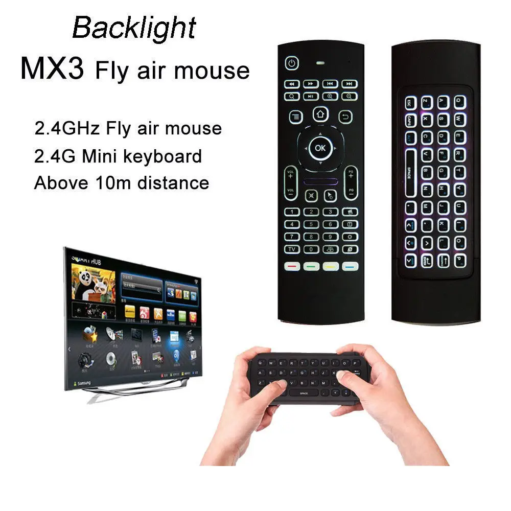 MX3 Air Mouse с подсветкой умный голосовой пульт дистанционного управления ИК