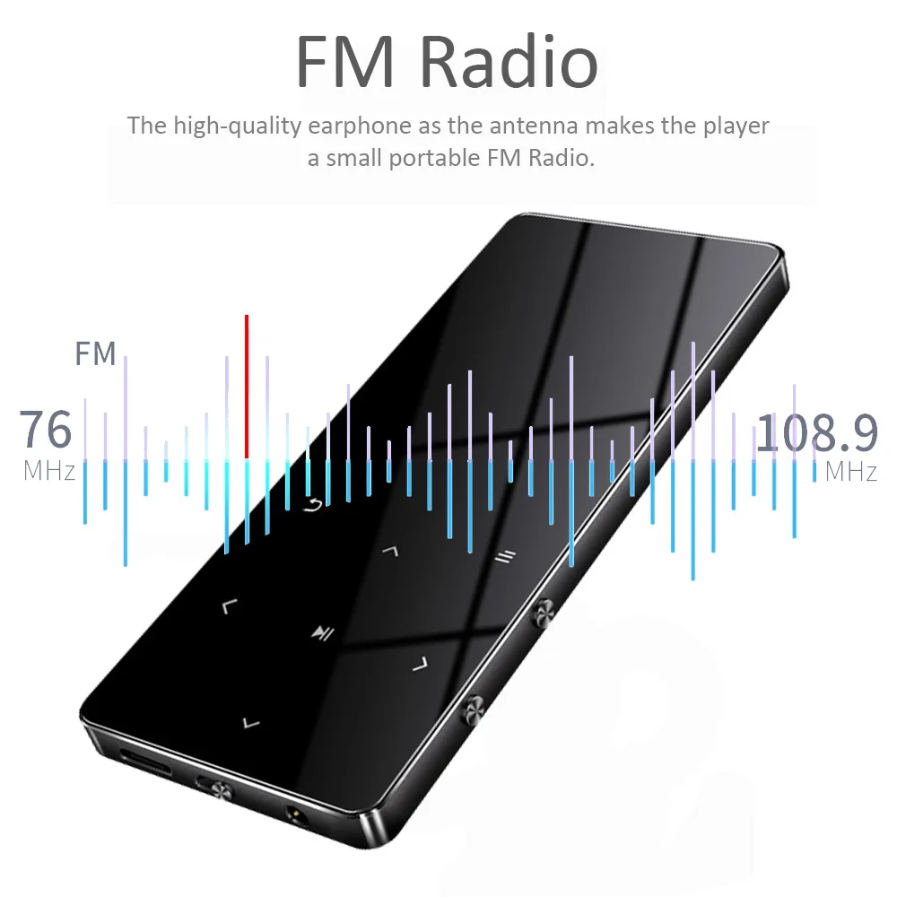 Mp3 плеер с Bluetooth Hi Fi мини музыкальный без потерь fm радио динамиком наушниками