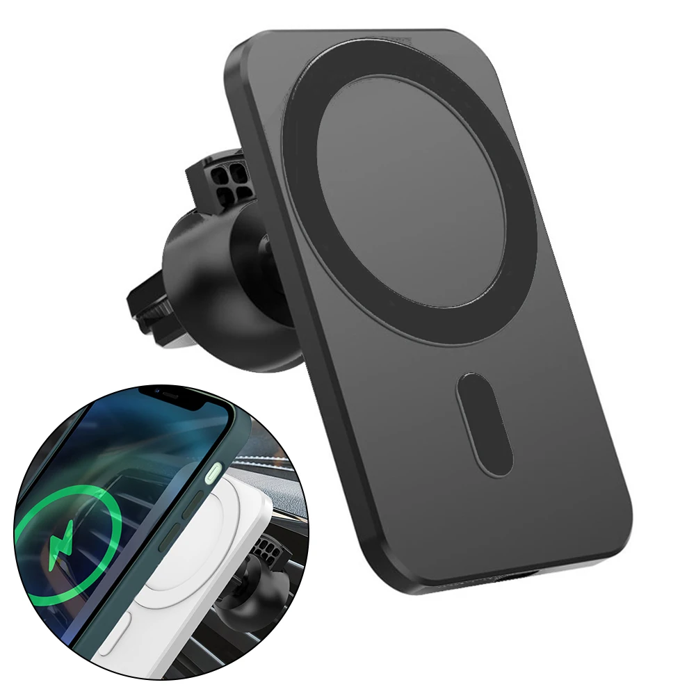 

Wireless Charger Magnetic Car Wireless Mount Black Stand For IPhone 12 Pro Mini Max RáPido Carregador Aperto AutomáTico