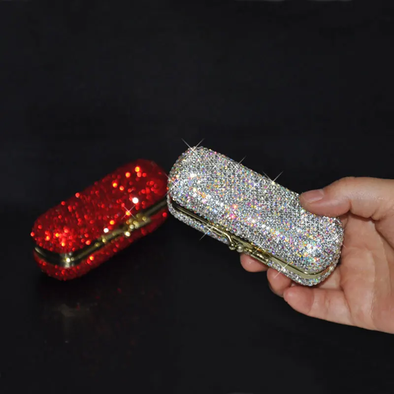 1pc Charming Rhinestone Metal Makeup Organizer with Mirror Small Portable Female Cosmetics Lipstick Storage Box Girls Gift | Дом и сад