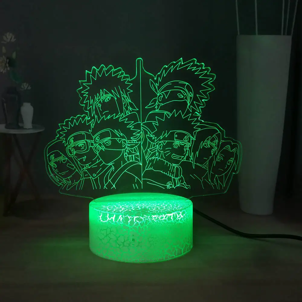 Светодиодная лампа ночник светильник фигурки Наруто 7 цветов настольная
