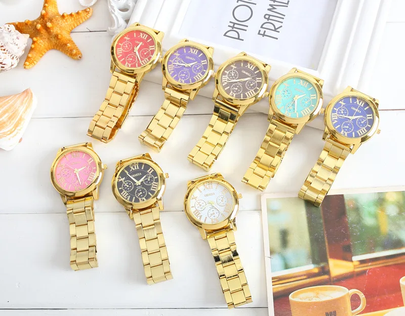 

2021 New Brand 3 Eyes Gold Geneva Casual Quartz Watch Women Stainless Steel Dress Watches Relogio Feminino Ladies Clock Hot Sale