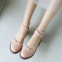 shoes lolita summer thick with 5cm sweet round head cross bandage korean wild soft girl student large size sandals women