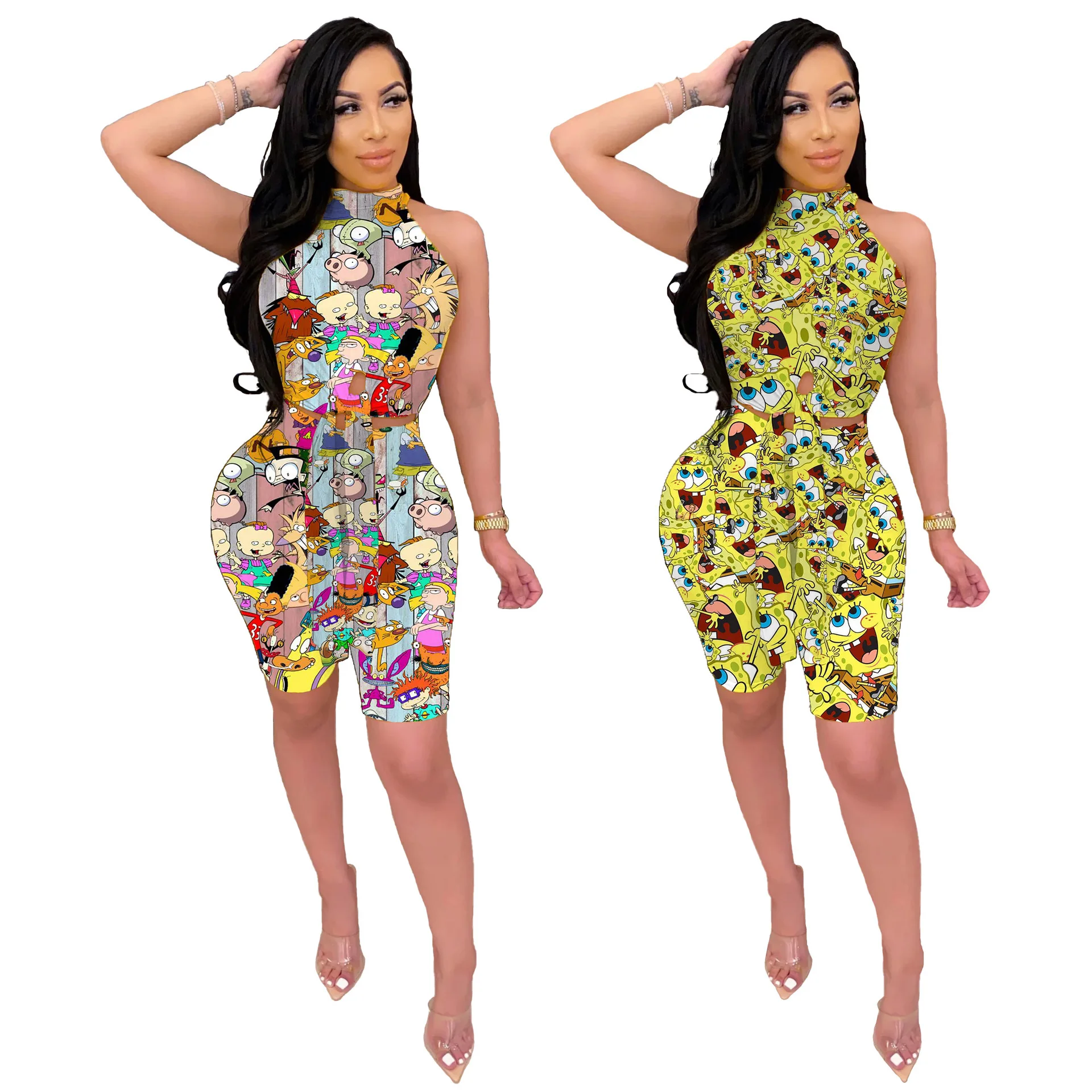 Женский кружевной костюм из двух предметов без рукавов в европейском и