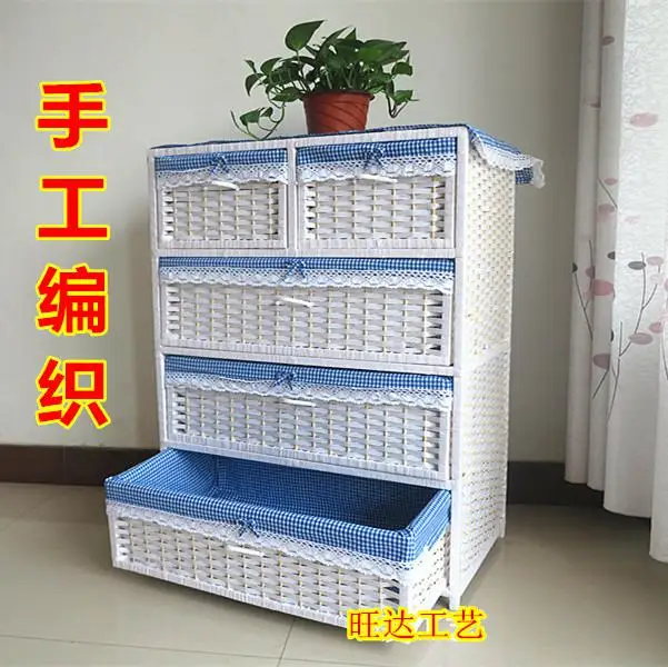 Утолщенный большой ротанговый прикроватный шкаф детский для малыша комод с