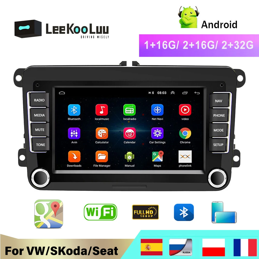 Автомагнитола LeeKooLuu мультимедийная стерео система на 2Din с DVD для Volkswagen Skoda Octavia Golf