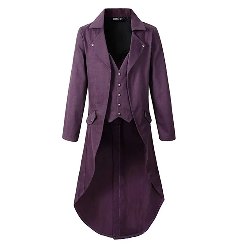 Мужской средневековый костюм викторианский стимпанк мужской смокинг Длинные