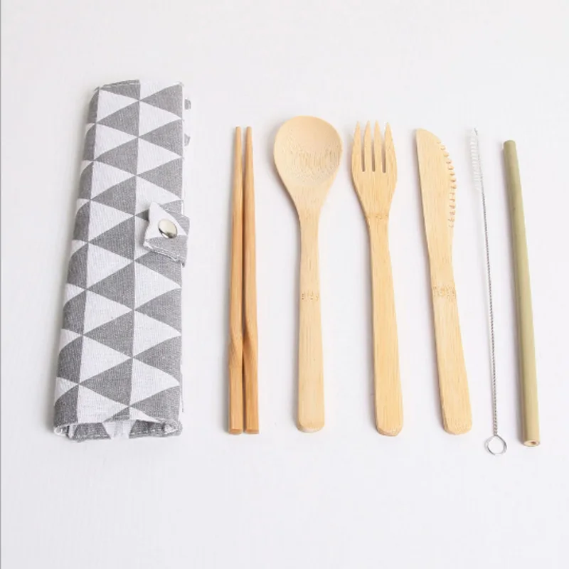 Модный набор столовых приборов 7 шт./компл. ножи бамбуковые вилки палочки для еды
