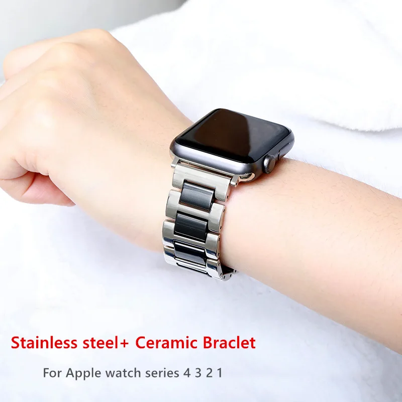 Ремешок из нержавеющей стали для Apple watch 44 мм 40 мм iWatch 42 мм 38 мм керамический ремешок для часов Браслет Apple watch 4 3 2 1