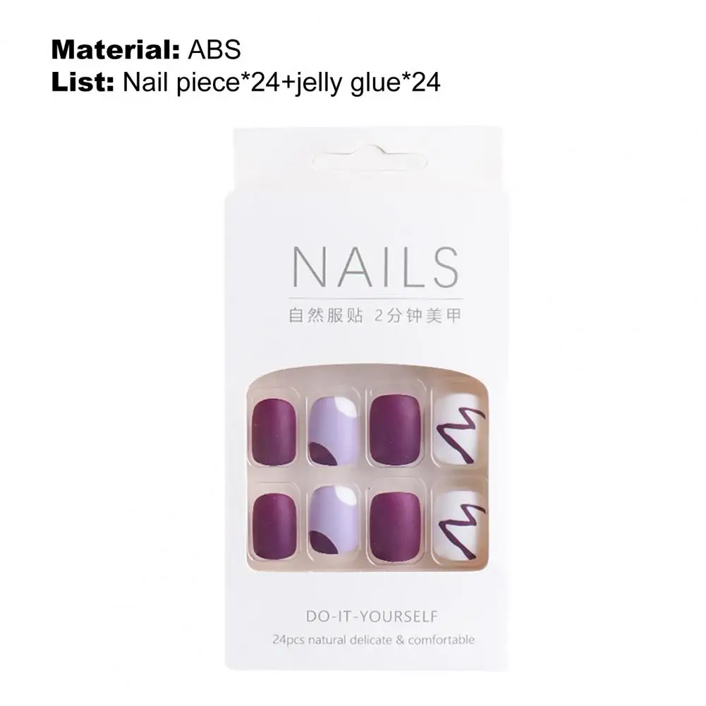 24Pcs/Box Detachable Nail Patch Fresh Style Multiple Patterns Round Head Wear Finished Full Cover for Female | Красота и здоровье