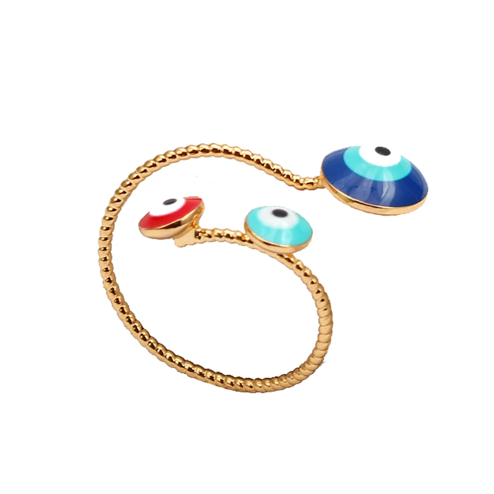 Многоцветный Lucky Eye red blue кольцо от сглаза кольца золотистого цвета кольцо медное Открытое кольцо для женщин женское регулируемое ювелирное обручальное кольцо EY6459 - Цвет основного камня: Многоцветный