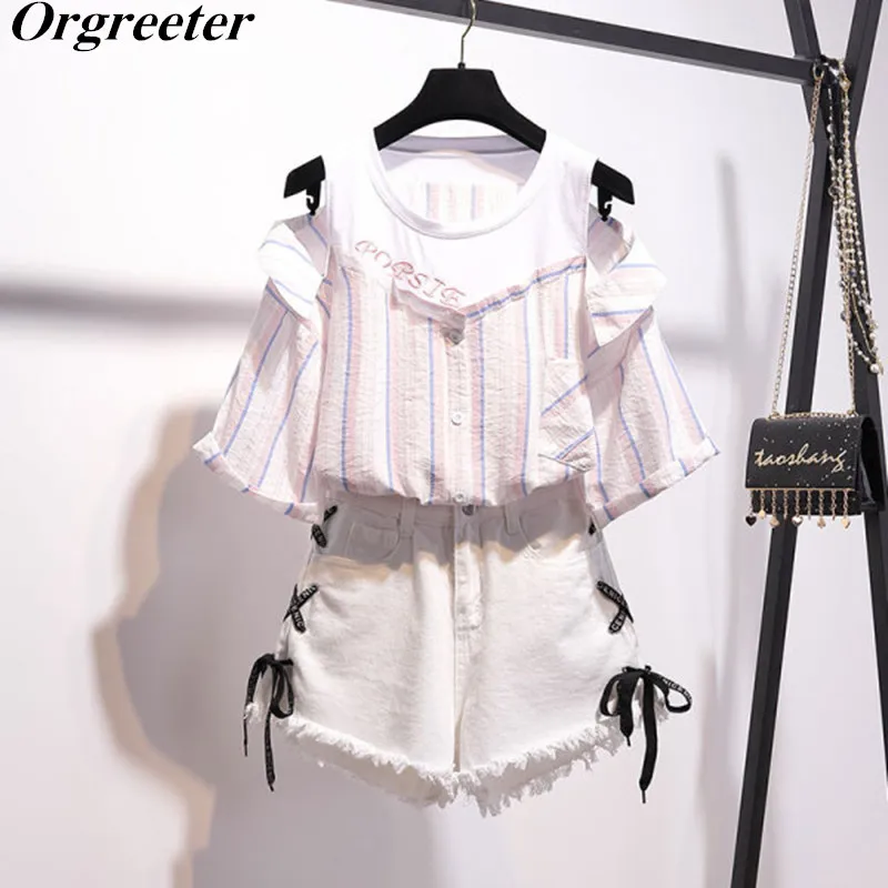 Футболка с короткими рукавами из 2 предметов студенческие комплекты 2020 новые