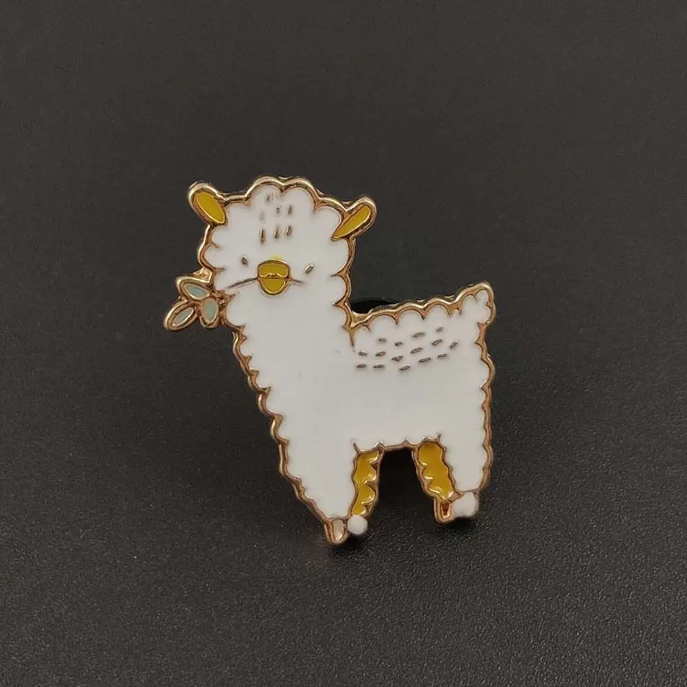 Эмалированная брошь в виде милой альпаки с маленькой овечкой булавка для