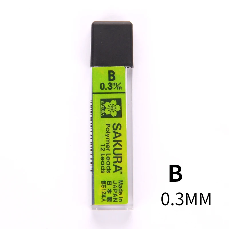 B-0.3mm-1pcs SAKURA грифель для механического карандаша автоматические карандаши графитные грифели заменить свинцово 2B/2 х/б/HB 0,3/0,5/0,7/0,9 мм студенческие канцелярские принадлежности - Цвет: B-0.3mm-1pcs