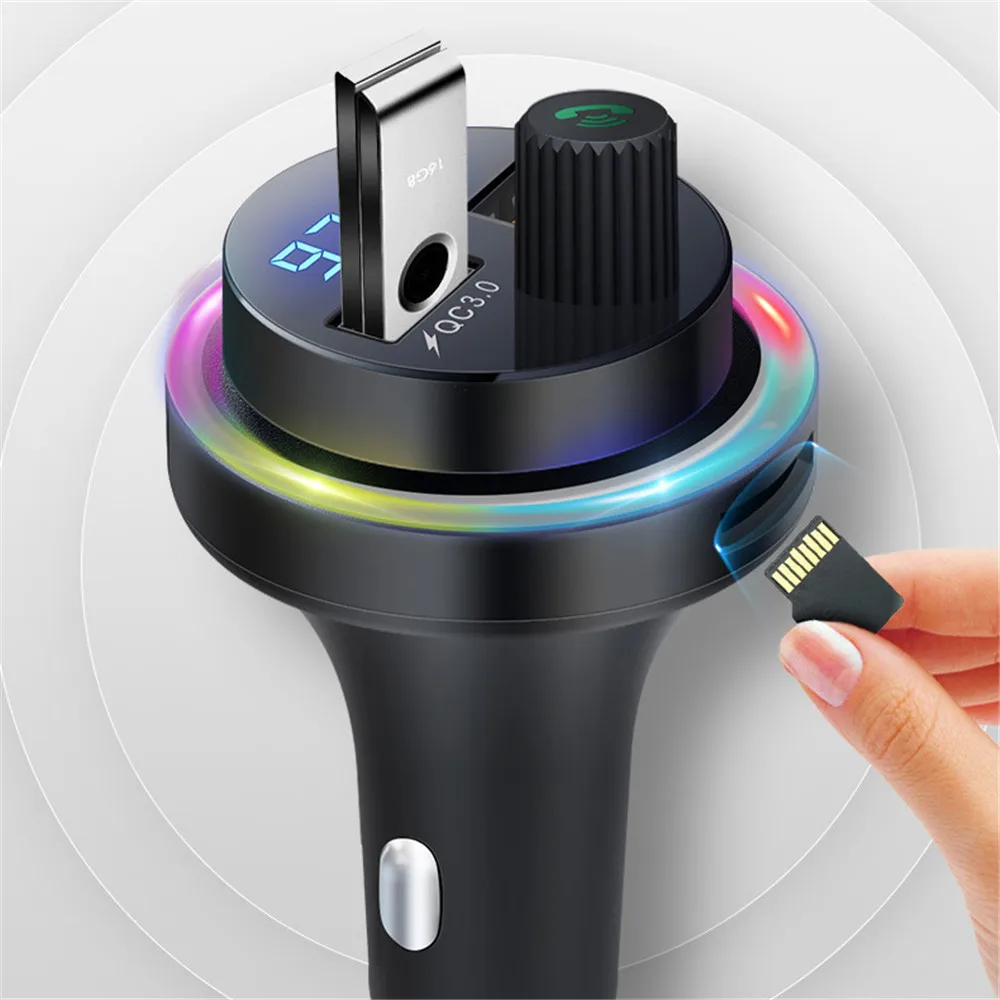 

Автомобильный радиоприемник, Bluetooth V5.1, FM-передатчик, 12-24 В, два USB-порта, автомобильное зарядное устройство QC3.0, Вольтметр для телефона, автомо...