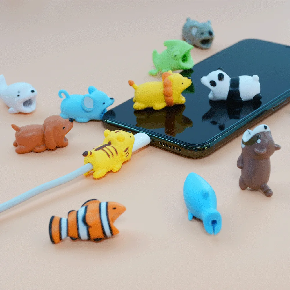 16 pcs cable protector cute animal bites winder organizer cartoon cover protect case cable buddies for phone decor accessory free global shipping