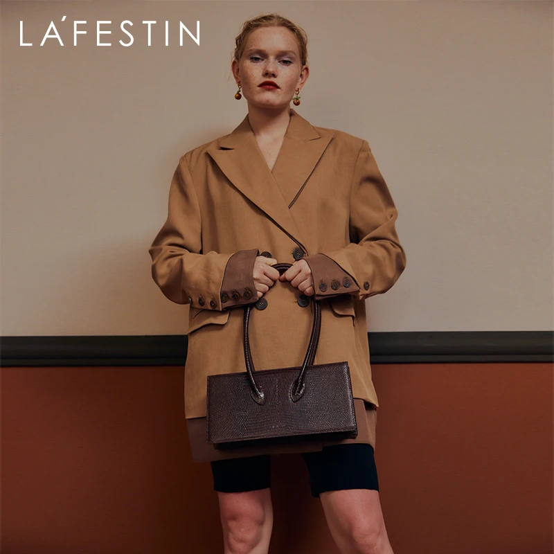 

LA FESTIN Designer Bags Original 2021 New Trendy Leather Shoulder Handbag Luxury Retro Underarm Female Bag Simple Atmosphere