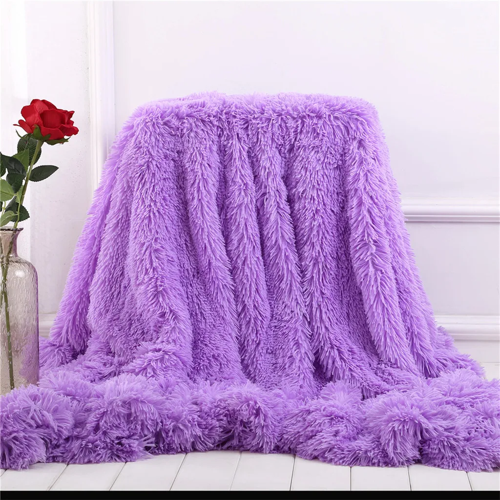 Длинное пушистое одеяло из искусственного меха легкое плюшевое шерпа
