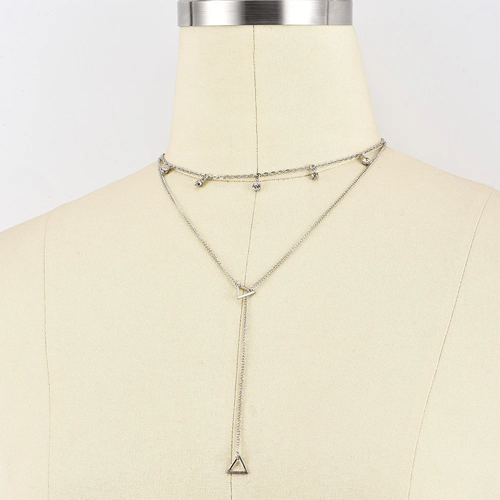 Модные ожерелья для женщин 2019 массивные треугольные подвески на цепочке женские