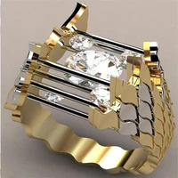 punk geometric irregular mechanical gear finger ring for men creative gold color party wedding engagement jewelry