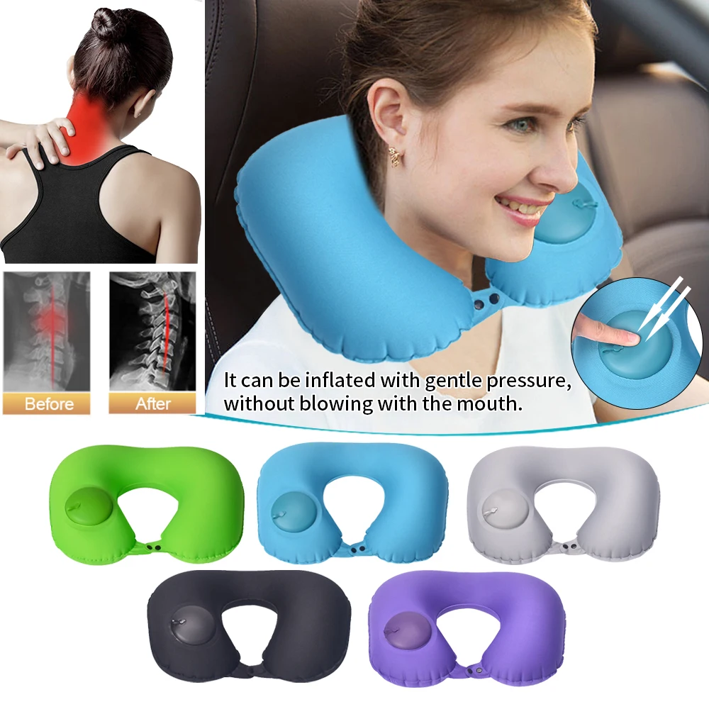 Воздушная надувная подушка u-образная для шеи Шейная Подушка дорожный Массажер